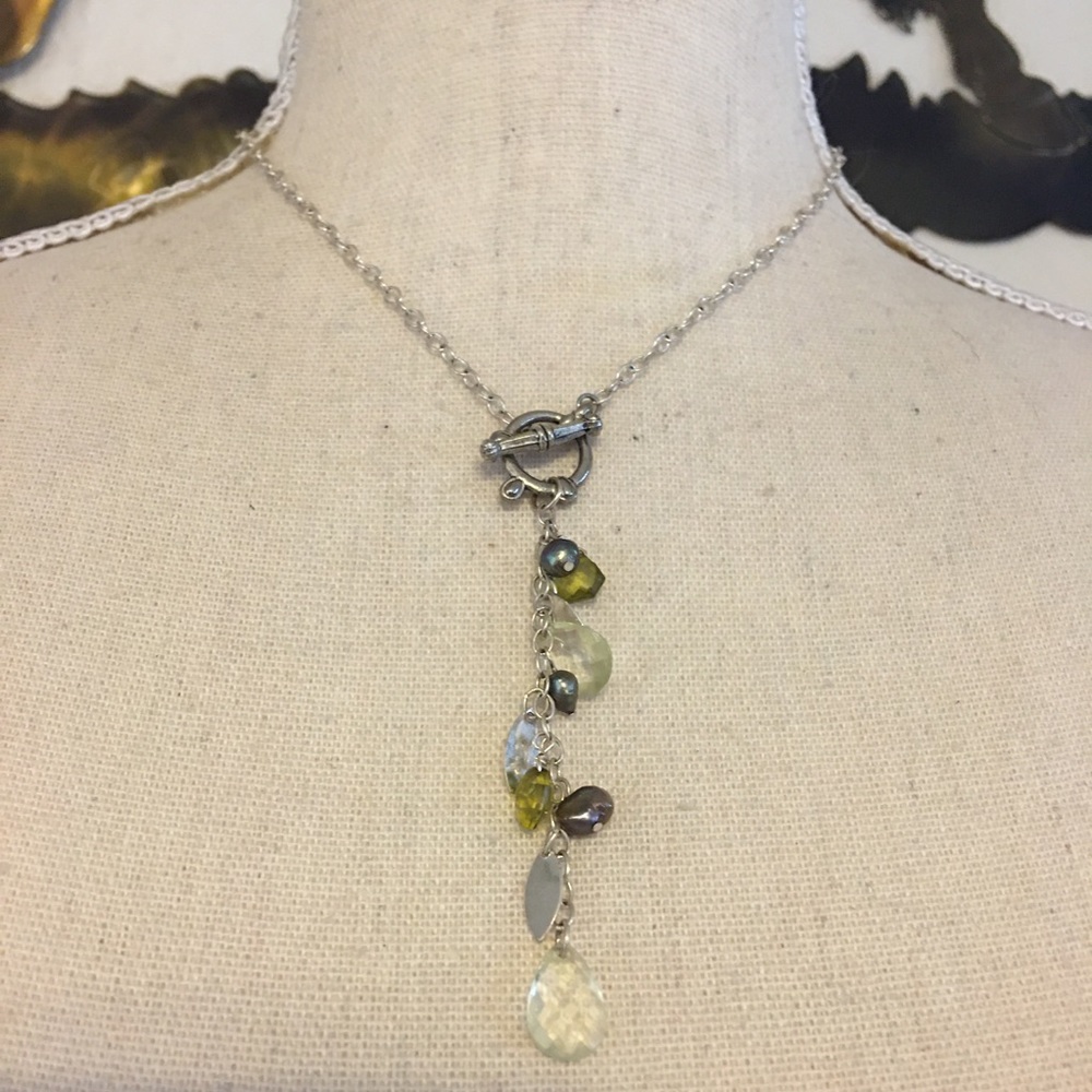 Toggle clasp chandelier style dainty necklace